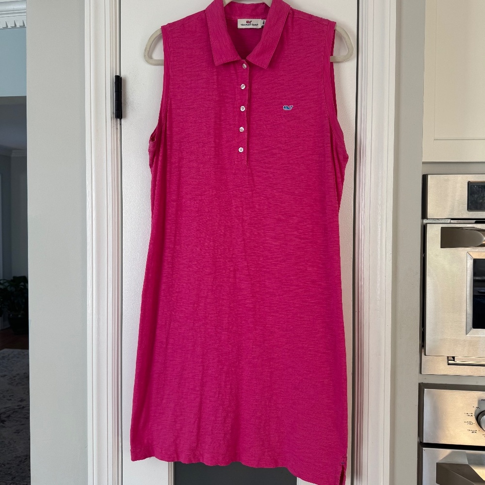 Vineyard Vines Sleeveless Pink Polo dress, cotton, Size Large